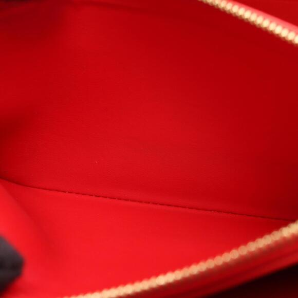Louis Vuitton Zippy Wallet, Round Long Leather Vernis, Women's, Red, M90200